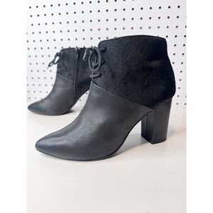 Seychelles by Corey Lynn Calter | Black Leather Calf Hair Pointed Toe Booties